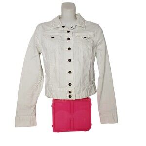 LUCKY BRAND White Denim Stretch Jean Jacket Size Small